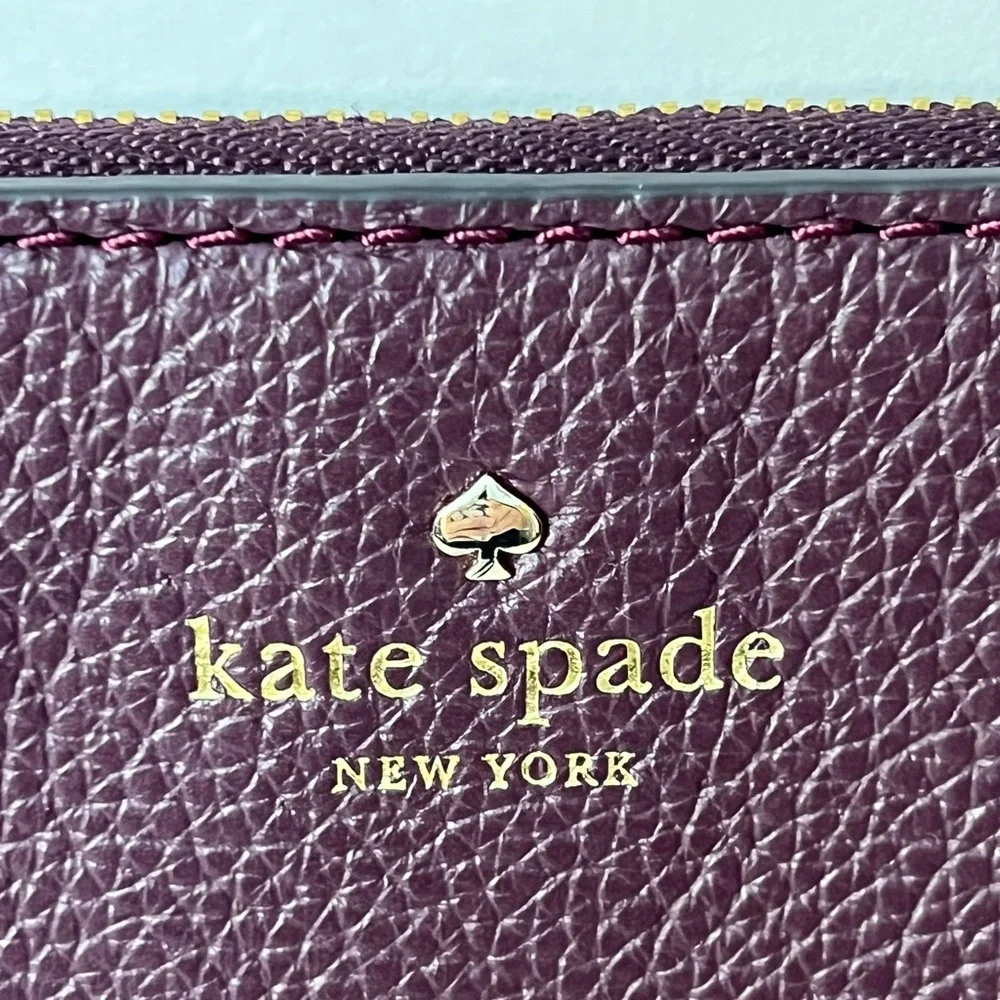 Kate Spade Maroon Burgundy Leather Crossbody Bag with Gold Accents